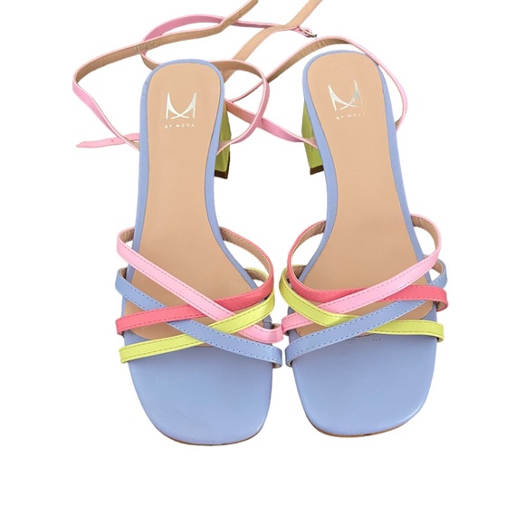 Pastel Rainbow criss cross leather Sandals. Moda in Pelle from England. - Picture 12 of 14